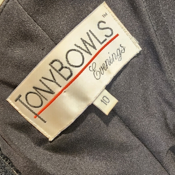 TONY BOWLS Black Long Evening Prom Slit Front Dress size 10 - Picture 11 of 12